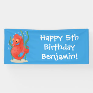 Niedlicher Pygmäen-Seepferd-Cartoon Banner