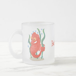 Niedlicher Pygmäen-Seepferd-Cartoon Mattglastasse