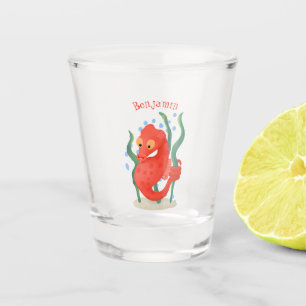 Niedlicher Pygmäen-Seepferd-Cartoon Schnapsglas