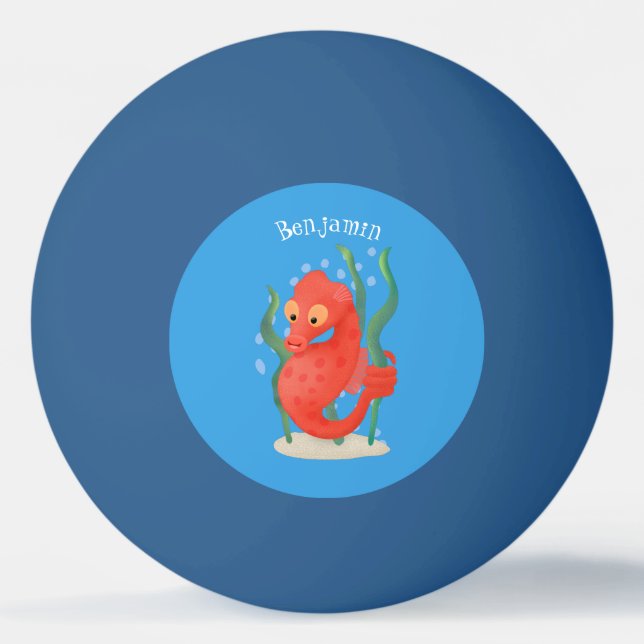 Niedlicher Pygmäen-Seepferd-Cartoon Tischtennisball (Vorderseite)