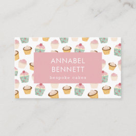 Niedlicher QR-Code für Boho Cupcake-Muster Visitenkarte