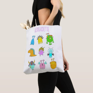 Niedlicher Quirky farbenfroher Monster-Cartoon Per Tasche