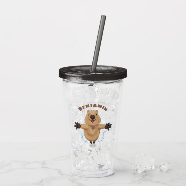 Niedlicher Quokka-Cartoon Acryltrinkbecher (Rückseite Ice)