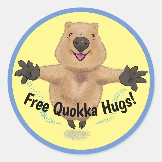 Niedlicher Quokka-Springer-Cartoon Runder Aufkleber (Vorderseite)