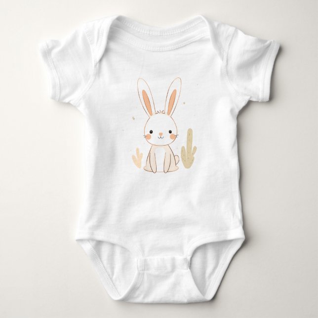 Niedlicher Rabbit Baby Jersey Bodysuit Strampler (Vorderseite)