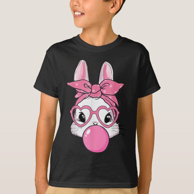 Niedlicher Rabbit Bunny Blows Gum Ostertag T-Shirt (Vorderseite)
