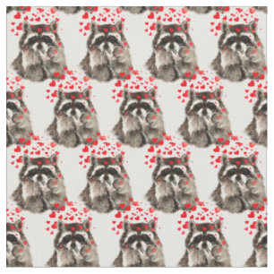 Niedlicher Raccoon Blown Kisses Liebe Herz Tierfre Stoff