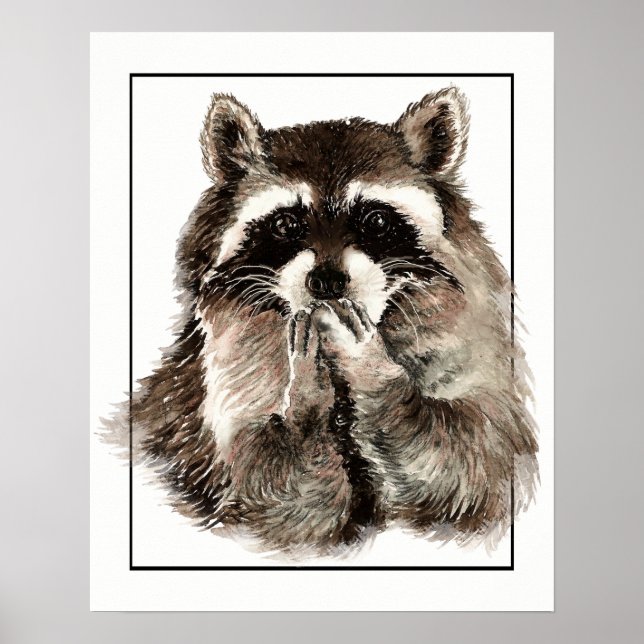 Niedlicher Raccoon Blown Kisses Spaß Kunst Poster (Vorne)