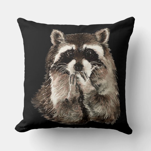 Niedlicher Raccoon Blown Kisses Spaß Tierart Kissen (Vorderseite)
