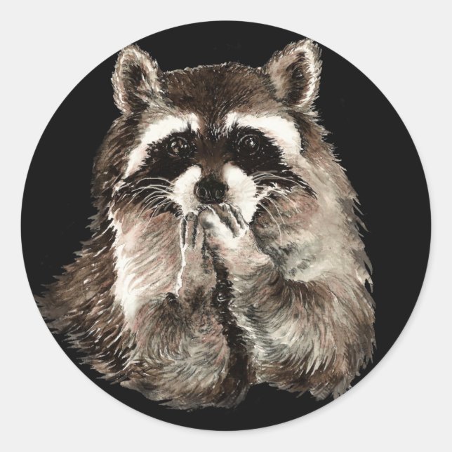 Niedlicher Raccoon Blown Kisses Spaß Tierart Runder Aufkleber (Vorderseite)