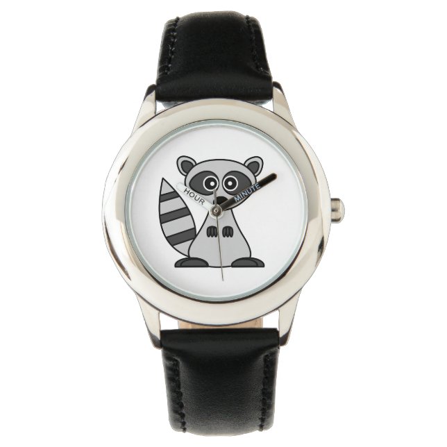 Niedlicher Raccoon-Cartoon Armbanduhr (Vorderseite)