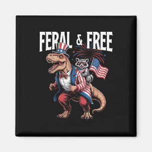 Niedlicher Raccoon Dinosaurier T Rex 4. Juli Unabh Magnet
