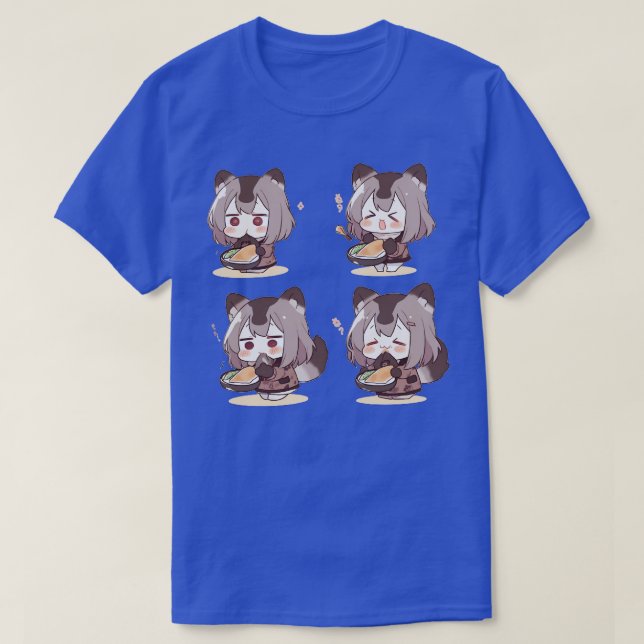 Niedlicher Raccoon essen alles, was Anime T-Shirt (Design vorne)