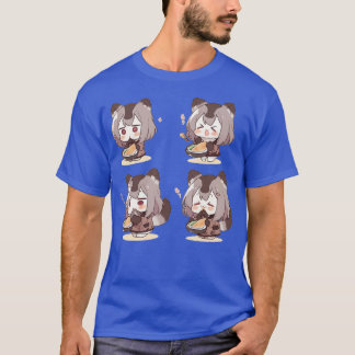 Niedlicher Raccoon essen alles, was Anime T-Shirt