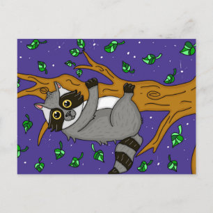 Niedlicher Raccoon in Tree, Just Sprichwort Hallo Postkarte