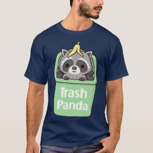 Niedlicher Raccoon mit Bananenschale im Mülleimer T-Shirt