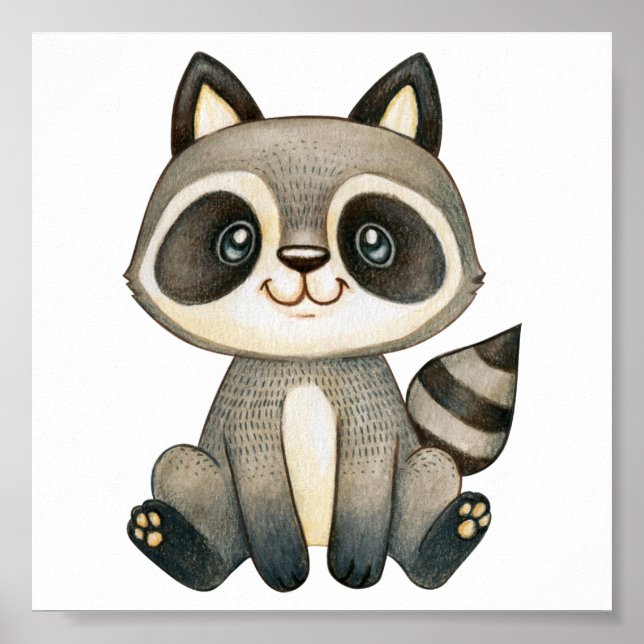 Niedlicher Raccoon Poster (Vorne)