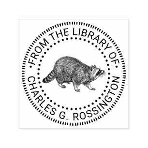 Niedlicher Raccoon SIde View Zeichnend Bibliotheks Permastempel