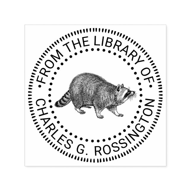 Niedlicher Raccoon SIde View Zeichnend Bibliotheks Permastempel (Design)
