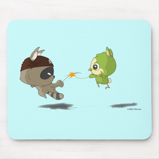 Niedlicher Raccoon-Vogel, der CartoonAnime Mousepad (Vorne)