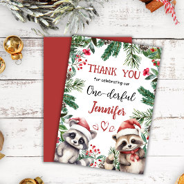 Niedlicher Raccoon Weihnachten 1° Geburtstag Danke