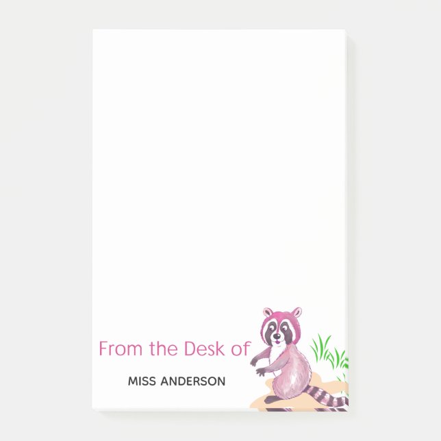 Niedlicher Racoon Post IT Notizen für Lehrer (Vorderseite)