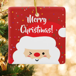 Niedlicher Rahmen für den Weihnachtsmann | Foto zu Keramikornament