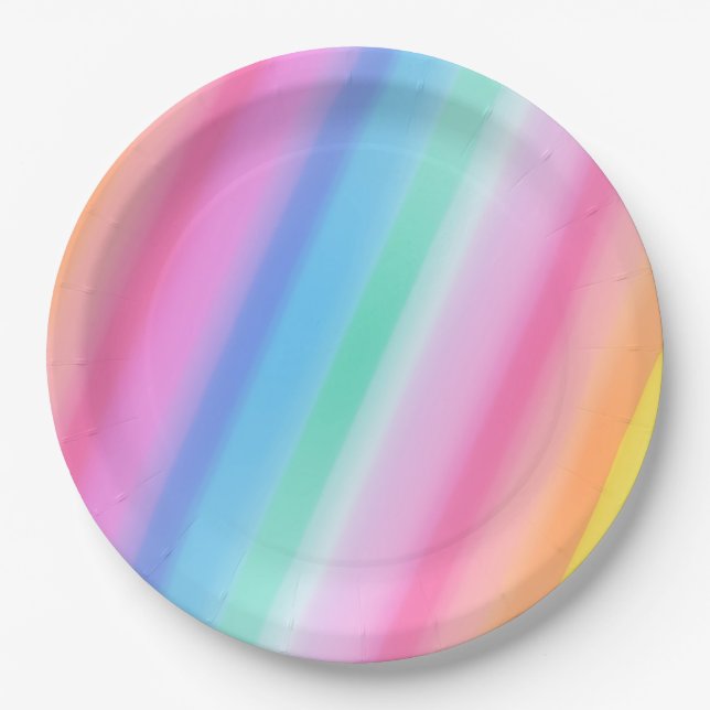 Niedlicher Rainbow-Bright und farbenfroher Geburts Pappteller (Vorderseite)
