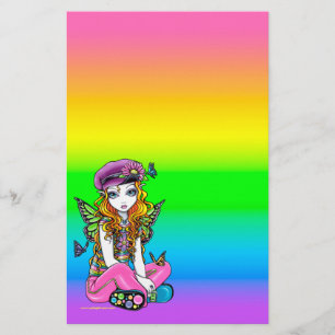 Niedlicher Rainbow-Butterfly-Stationierung "sonnig Briefpapier