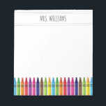 Niedlicher Rainbow Crayons Grundschullehrer Notizblock<br><div class="desc">Niedliche Rainbow Crayons Grundschullehrer Notepad</div>