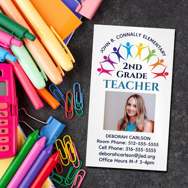 Niedlicher Rainbow-Grundschullehrer Magnetische Visitenkarte (Von Creator hochgeladen)