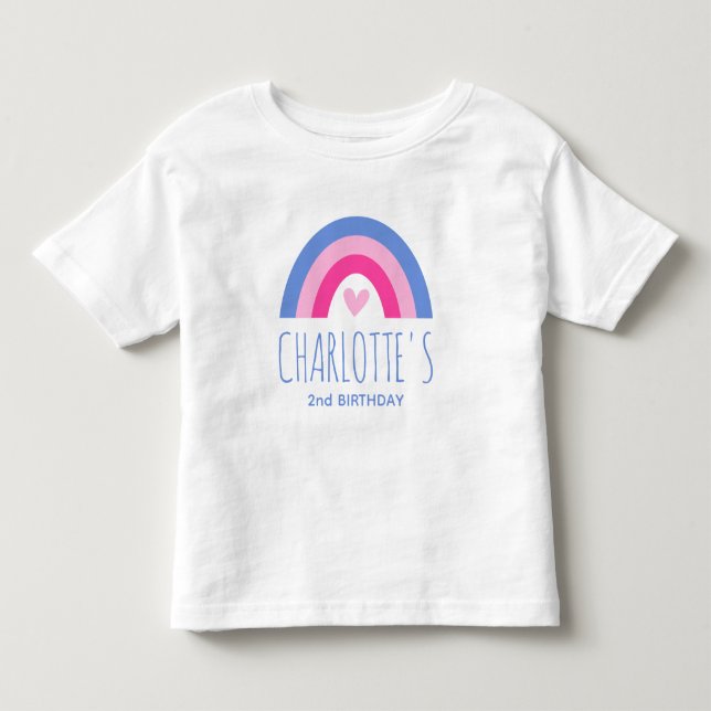Niedlicher Rainbow Individuelle Name zum zweiten G Kleinkind T-shirt (Vorderseite)