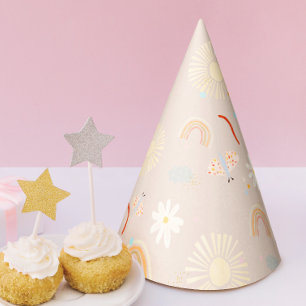 Niedlicher Rainbow Pink Birthday Party-Hut Partyhütchen