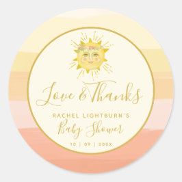 Niedlicher Rainbow Ray of Sunshine Baby Shower Runder Aufkleber