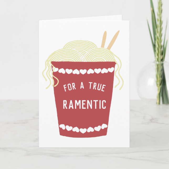 Niedlicher Ramen Noodles "Ramentic" Valentinstag Karte (Vorderseite)