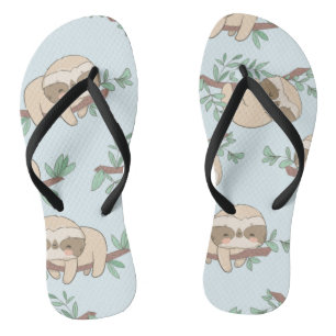 Niedlicher Rand in Zweigstelle mit Blätter Flip Flops