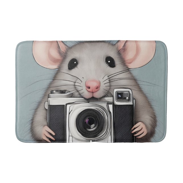 Niedlicher Rattenfotograf Badematte (Vorderseite)