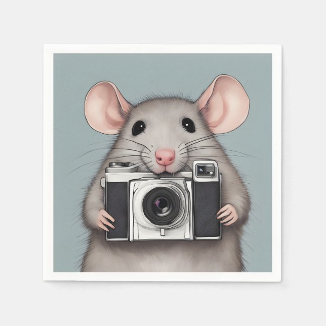 Niedlicher Rattenfotograf Serviette (Vorderseite)
