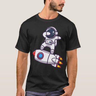 Niedlicher Raumflugzeug mit Rakete T-Shirt
