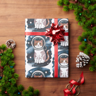 Niedlicher Raumkatze Astronaut Geschenkpapier