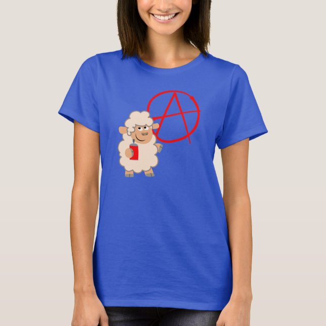 Niedlicher Rebellismus Cartoon Schafe T - Shirt (Vorderseite)