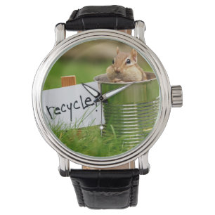 Niedlicher recycelnder Chipmunk Armbanduhr