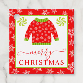 Niedlicher Red and Green Christmas Jumper Geschenkanhänger
