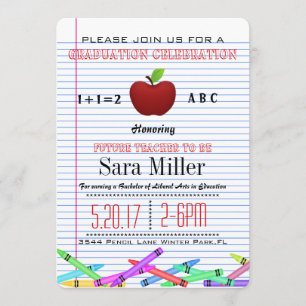 Niedlicher Red Apple Teacher Abschluss Einladung
