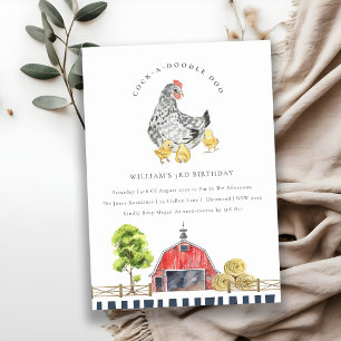 Niedlicher Red Barn Chicken Farm Kindergeburtstag  Dankeskarte