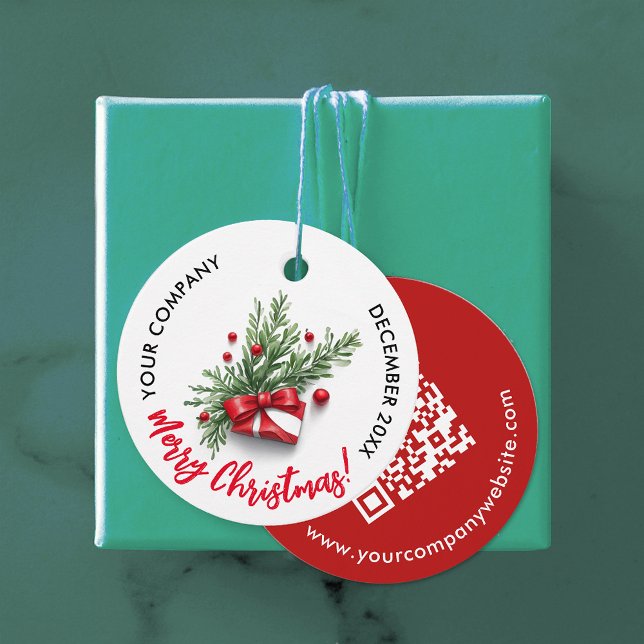 Niedlicher Red Bow Company QR Code Geschenkanhänger (Von Creator hochgeladen)