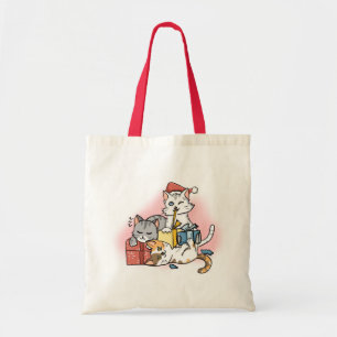 Niedlicher Red Cartoon Weihnachten Kätzchen entpac Tragetasche
