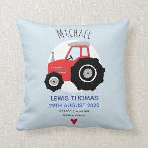 Niedlicher Red Farm Traktor Name Baby Boy Birth St Kissen