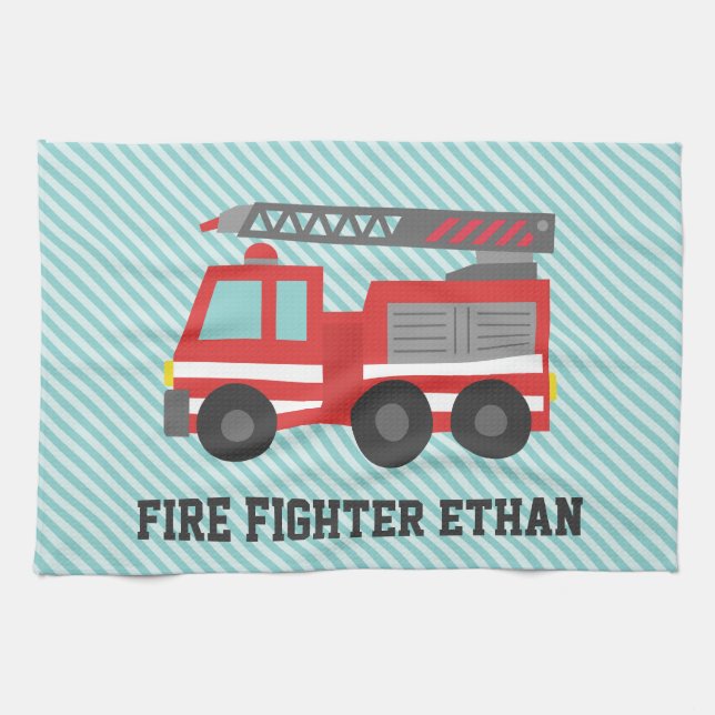 Niedlicher Red Fire Truck für kleine Feuerwehrleut Küchentuch (Horizontal)