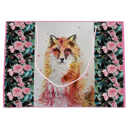 Niedlicher Red Fox Aquarellmaler Kunstgiftbeutel Große Geschenktüte